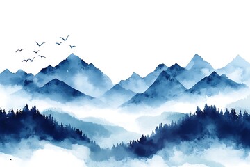 Fototapeta premium landscape art background with mountains and hills