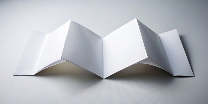 leading lines., white paper, four sections, folded,Uneven, Unevenly folded white paper with four distinct sections creating a dynamic background with leading lines