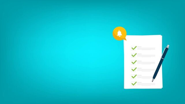 Check list document, paper check list and to do list with checkboxes, concept of survey, online quiz, completed things or done test, feedback.	