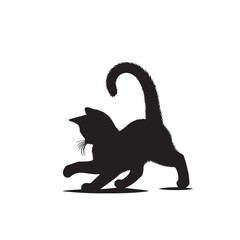 Obraz premium Cat silhouette. Funny cat vector design. Cat playing vector illustration black and white.