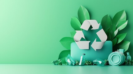3D illustration recycle green sustainability ESG concept