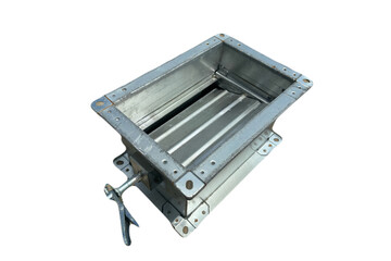 Air Volume Damper isolated on white background, Close-up Shot of Manually Controlled Volume Damper,...