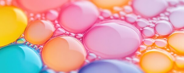 Close-up of colorful soap bubble texture