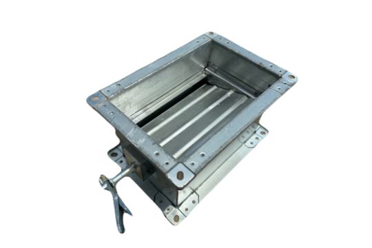 Air Volume Damper isolated on white background, Close-up Shot of Manually Controlled Volume Damper, Air Volume Damper isolated on white background, Ductwork with damper actuatorcontrols