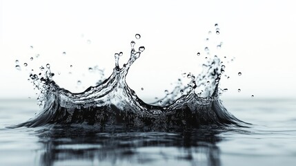 Water Splash with Droplets on White Background