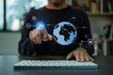 E-tax, Taxpayer using laptop filling out tax forms online for tax payment.