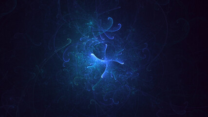 3D rendering abstract blue technology fractal background. Its not AI Generatd illustration.