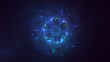 3D rendering abstract blue technology fractal background. Its not AI Generatd illustration.