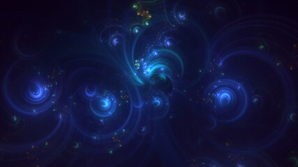 3D manual rendering abstract blue fractal light background. Its not AI Generatd illustration.