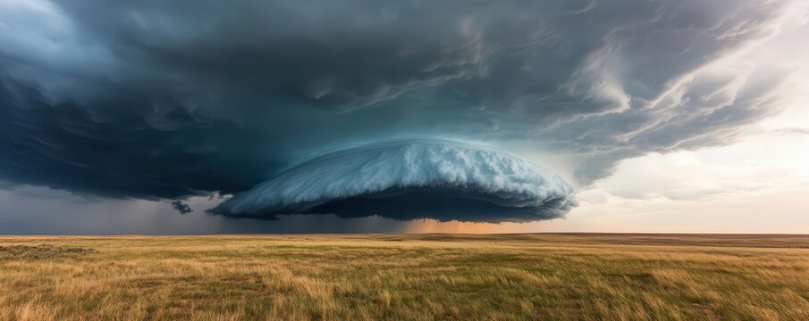 Dramatic supercell thunderstorm over plains