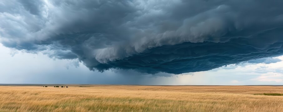 Dramatic supercell thunderstorm over plains