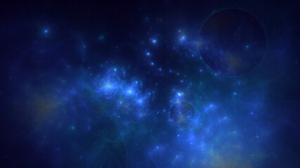 3D manual rendering abstract blue fractal light background. Its not AI Generatd illustration.