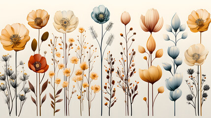 flower isolated floral nature plant spring leaf background summer generative Ai.
