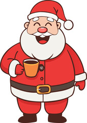  Cheerful Santa Claus Enjoying a Coffee - Festive Christmas Clipart