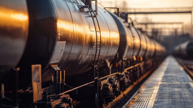 Tanks with fuel being transported by rail