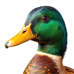 Mallard Duck portrait isolated on transparent background