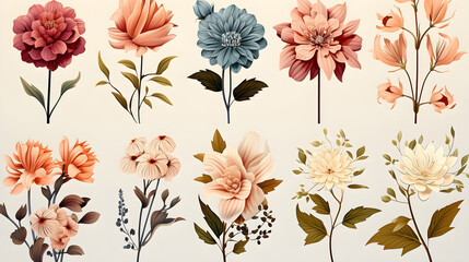 flower isolated floral nature plant spring leaf background summer generative Ai.