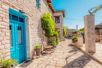 Traditionally houses in the mountains village of Monodendri, Zagori, Greece, near vikos george
