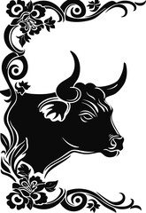 Bull ornament corner border