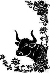 Bull ornament corner border