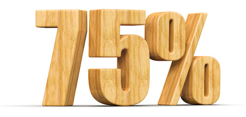 75 Percent Off Sale . Wooden Number Promotion