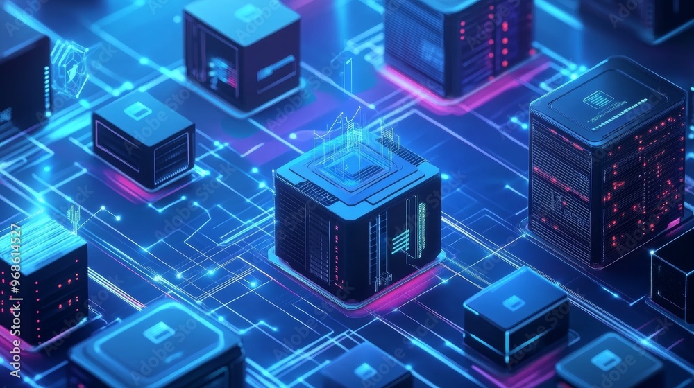 Leinwandbilder cloud-based technology. secure online network and computing services