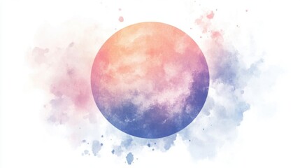 Soft watercolor circle with faded edges in pastel tones, creating an artistic and abstract frame for creative designs.