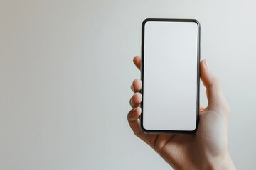 Hand Holding Smartphone Mockup Isolated created with Generative AI