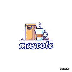 Coffee and snacks mascot, vector, logo, character, cartoon, illustration, eps10