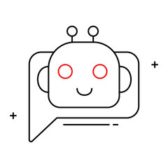 Virtual Assistant and Online Chat Bot Vector Icon Design, chat bot, AI assistant, customer service bot, chatbot technology, AI communication