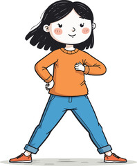 Confident Girl in Action Pose