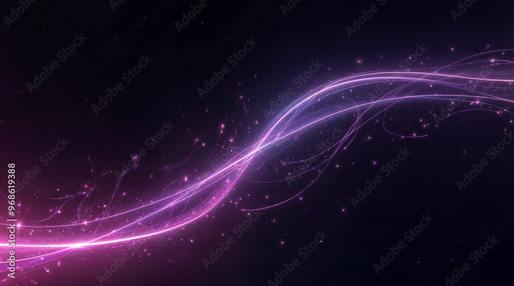 Poster digital curved neon lines with bokeh abstract background generative ai