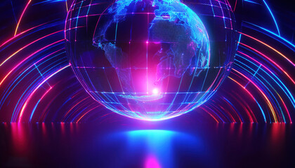 Obraz premium Digital Global World MapTechnology background 3d&nbsp;rendering