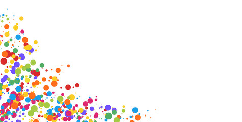 Colorful watercolor splash at the corner on white background with copy space for adding text