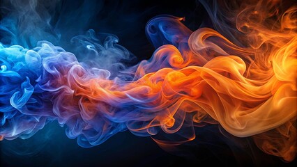 Fototapeta premium Vibrant indigo and orange smoke burst blending together in a mesmerizing swirl