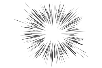 Comic speed lines. Vector radial manga burst with action rays. Explosion for anime book. Boom effect, blast and scream abstract sparks. Superhero background