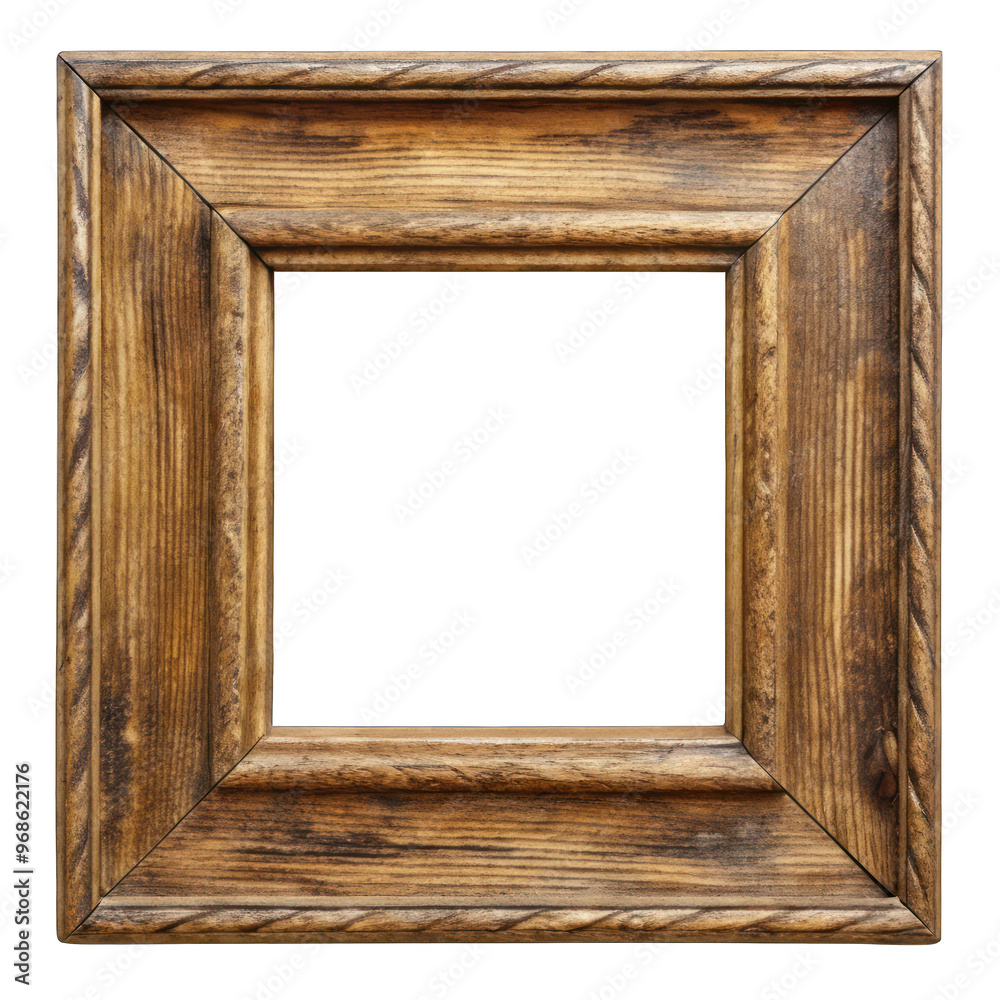 Wall mural old wooden frame isolated on transparent background