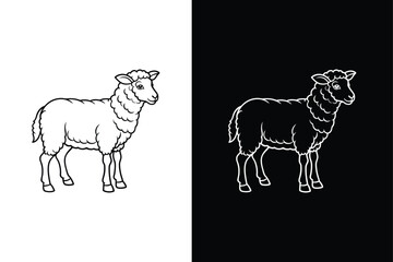 Fototapeta premium Sheep Silhouette in Line Art. Clean and Modern Vector Icon