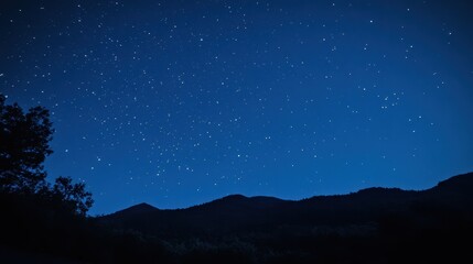 Dark nightly sky with deep indigo hues and a scattering of stars, creating a dreamy background scene.