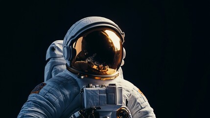 Astronaut on the black background close-up