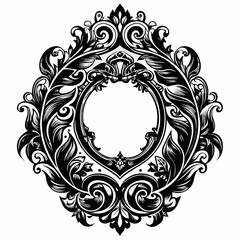 Intricate Vintage Baroque Ornament Design in Black and White
