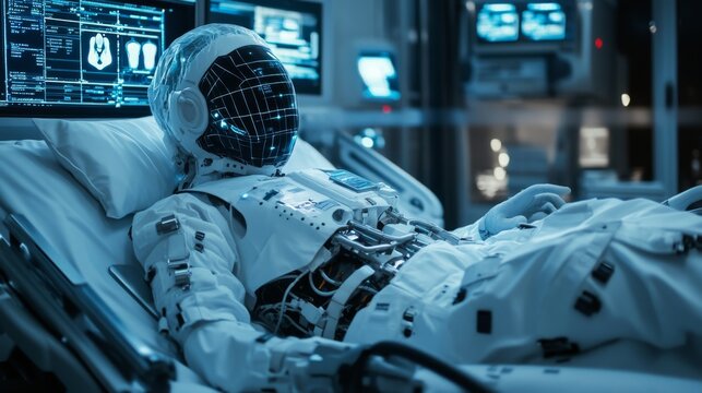 Advanced AI systems providing real-time medical diagnoses in futuristic hospitals: Doctors using AI tools to make instant health decisions.