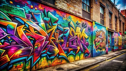 Fototapeta premium Abstract street graffiti background with vibrant colors and textures