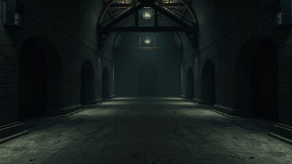 Fototapeta premium alone in the backrooms liminal space 3d render
