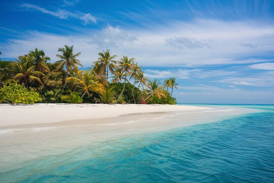 A high-quality photo of a colorful, empty tropical beach