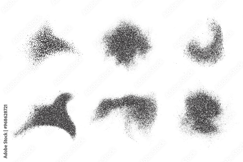 Poster halftone dotted shape. vector stipple blob. noisy abstract design element with grainy shadow texture