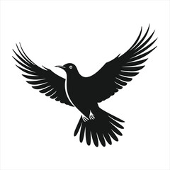 Obraz premium Bird silhouette or bird icon, clip art isolated on white background, vector illustration.