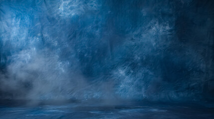 Studio portrait backdrops featuring traditional painted canvas or muslin fabric. Suitable for portraits, products, and concepts, with dramatic blue modulations.
