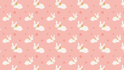 Cute Rabbit Pink Pattern Background Clipart