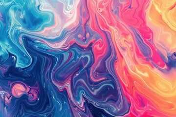 A vibrant abstract painting featuring swirling colors of blue, pink, and orange, perfect for modern decor or artistic projects.